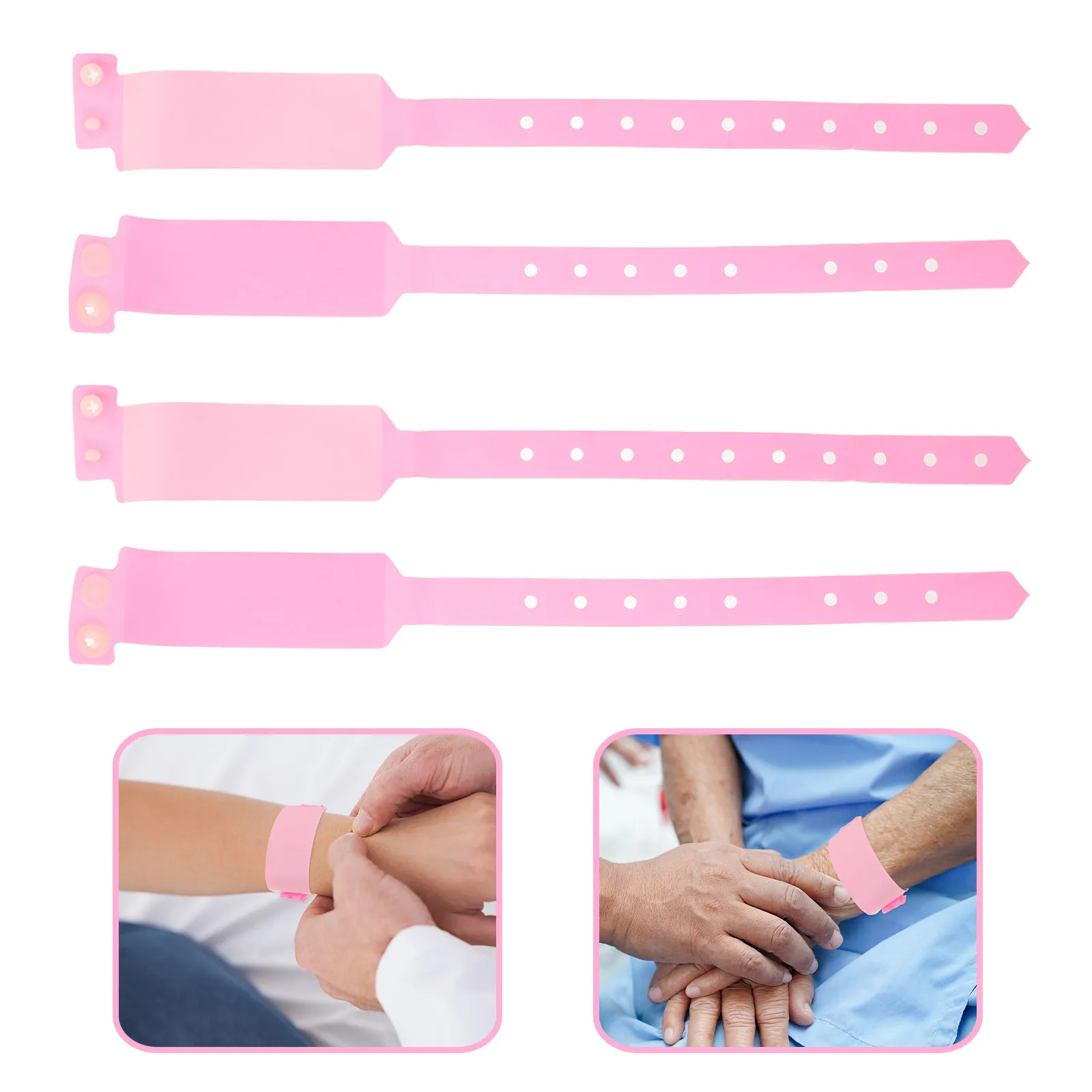 100Pcs Disposable Hospital Wristbands Waterproof Adjustable Patient Id Bands Writing Space Tamper-Proof Adult Clinic