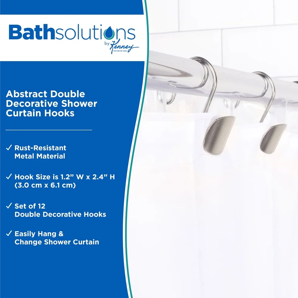 Ganchos para cortina de ducha decorativos dobles de Metal resistente a la oxidación, juego de 12 ganchos para decoración de baño modernos de acero resistente