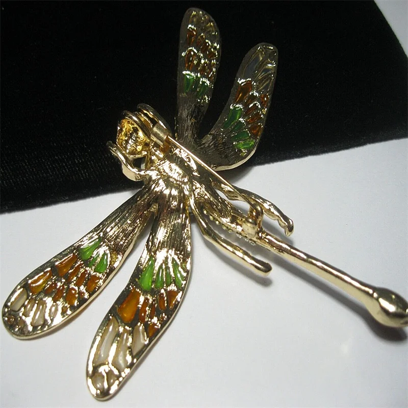 New Empty Window Enamel Dripping Oil Large Size Dragonfly Pin Brooches for Women Personality Rhinestone Insect Pins Jewelry Gift