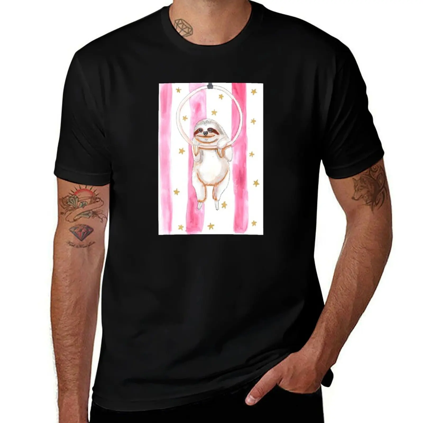 Circus Sloth Watercolor T-Shirt Simple Graphic Design T-Shirt