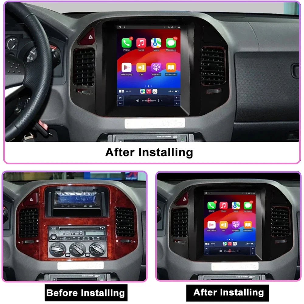 9.7'' Car For Mitsubishi Pajero 3 V60 V68 V73 1999 - 2011 Android 14 Tesla Style Android Car Stereo Radio Carplay GPS Navigatio