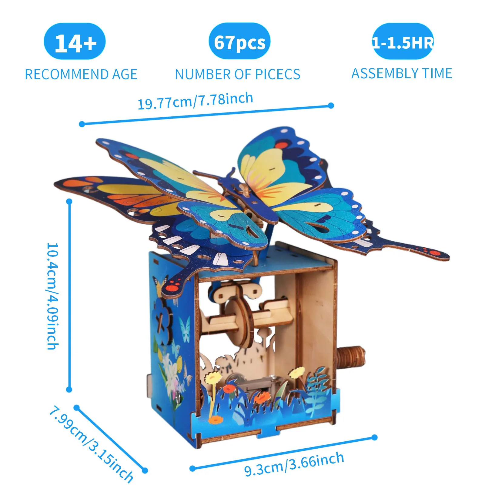 3D Wooden Puzzles for Adults  DIY Colorful Butterfly Music Box Model Kit Handmade Crafts for Adults You Are My Sunshine Tune