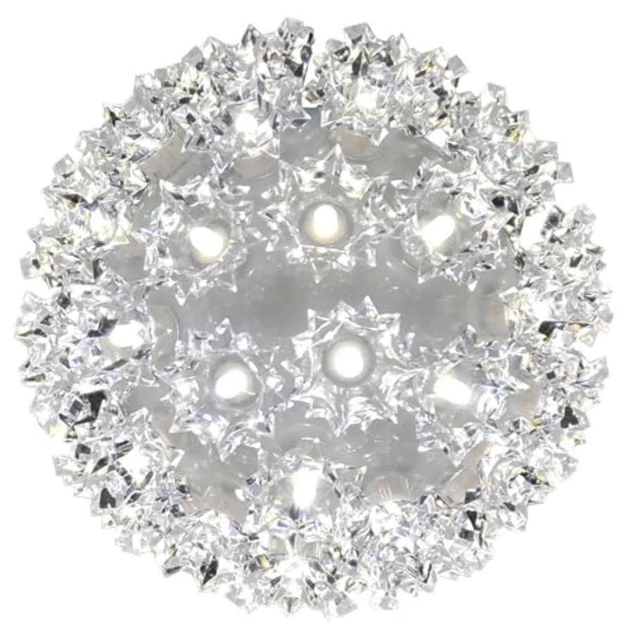 

7.5 Inch Indoor Outdoor LED Light Sphere with 100 Pure White Lights Christmas Decoration Silver Starlight Ball with 12 Foot Gre