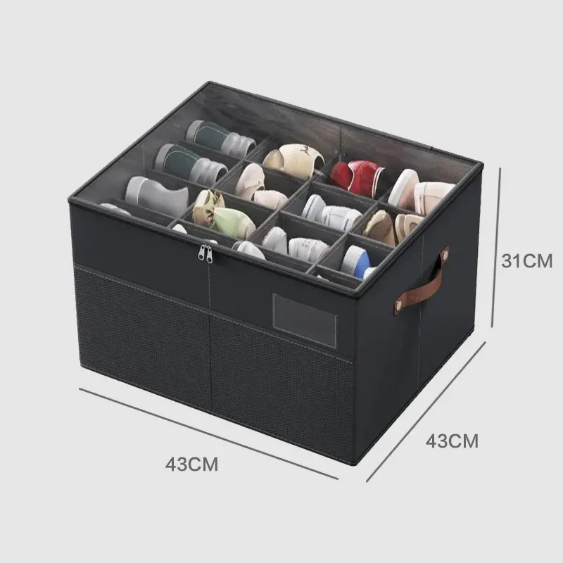 16 grid Divided Storage Shoe Box Foldable High-capacity Storage Boxes socks Dustproof Moisture-proof Divider with Transparent Li