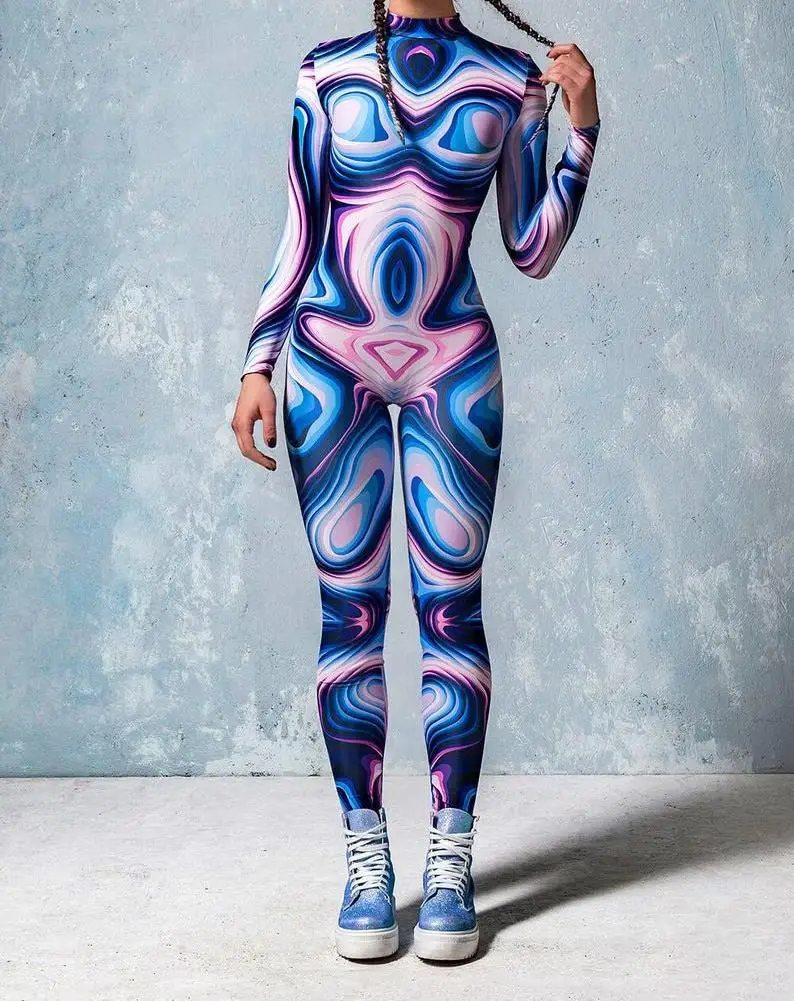 Damen 3D-Digital-Druck Erwachsenen-Cosplay Einteiler-Kostüm Reißverschluss-Jumpsuit Zentai-Kostüm Halloween-Spiel-Party-Bodysuit 2026 – Detail 7