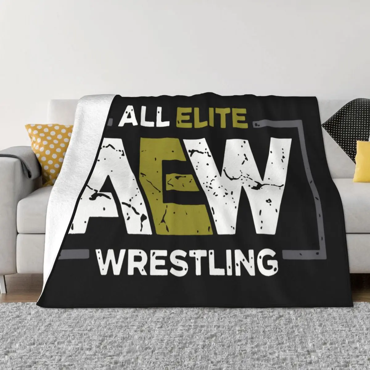 Brand All Elite Aew Wrestling Aew Logo Men T Sbz6241 Fashion Goth Text Solid Color Stylish Throw Blanket