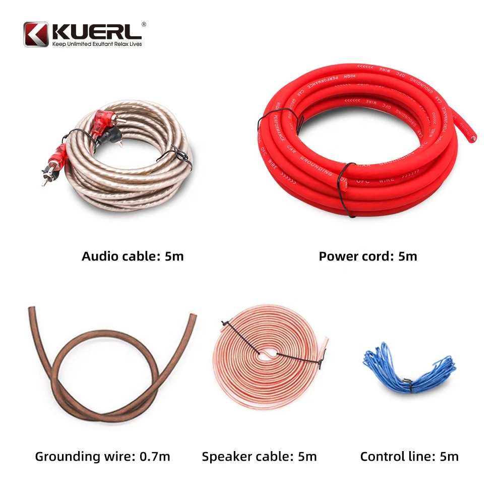 Kuer New Product Car Amplifier Wiring Kit Hot Selling High Quality AMP Wiring Kit 4GA Car Audio Wiring Kits