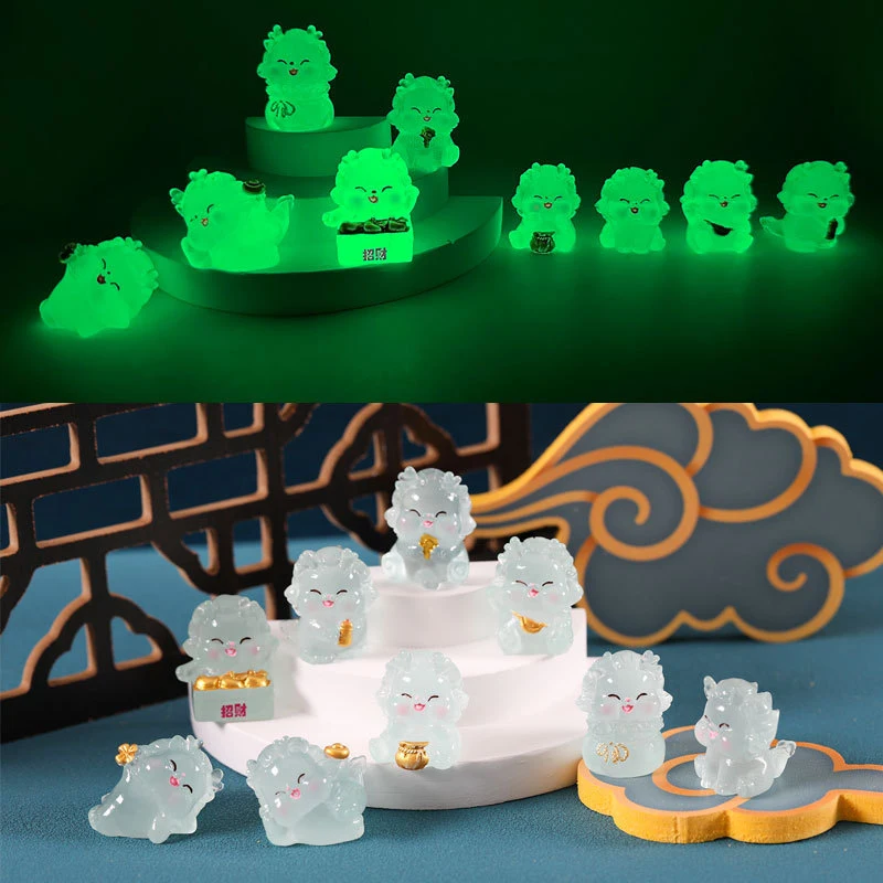 

Dollhouse Luminous 2024 Dragon Year Micro Landscape Miniature Figurines Resin Craft Mini Fairy Model Garden Ornaments Decor