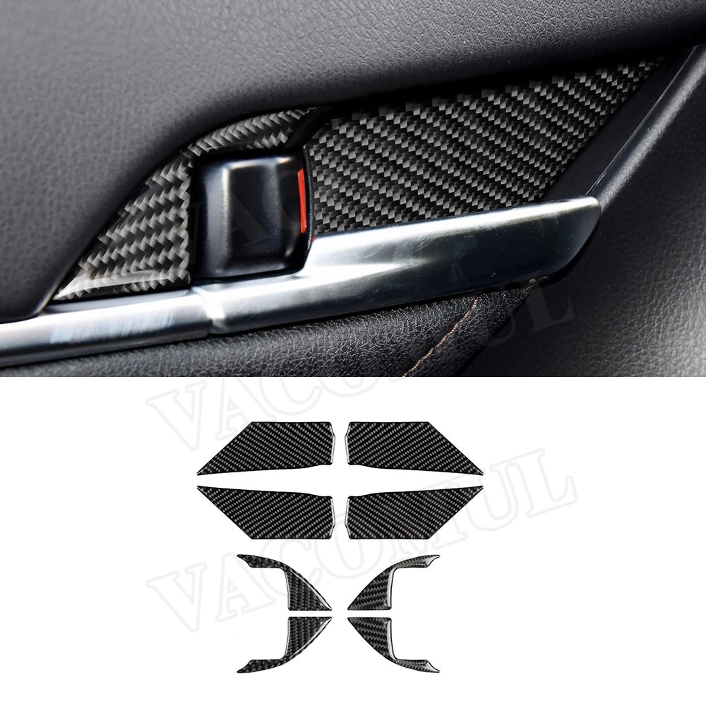 

Carbon Fiber Interior Trims Car Door inner Handles Bowl Decorative Frame Cover Stickers For Toyota Camry 2018 2019