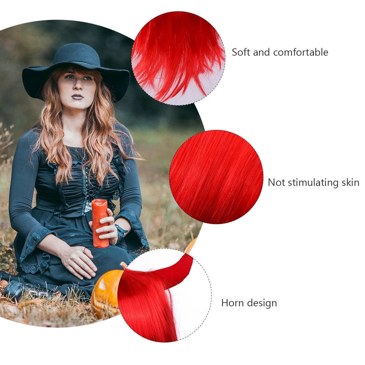 

Красный шиньон, растягивающийся косплей с рогами, аксессуар для костюма на Хэллоуин, яркий цвет, безопасный материал человека