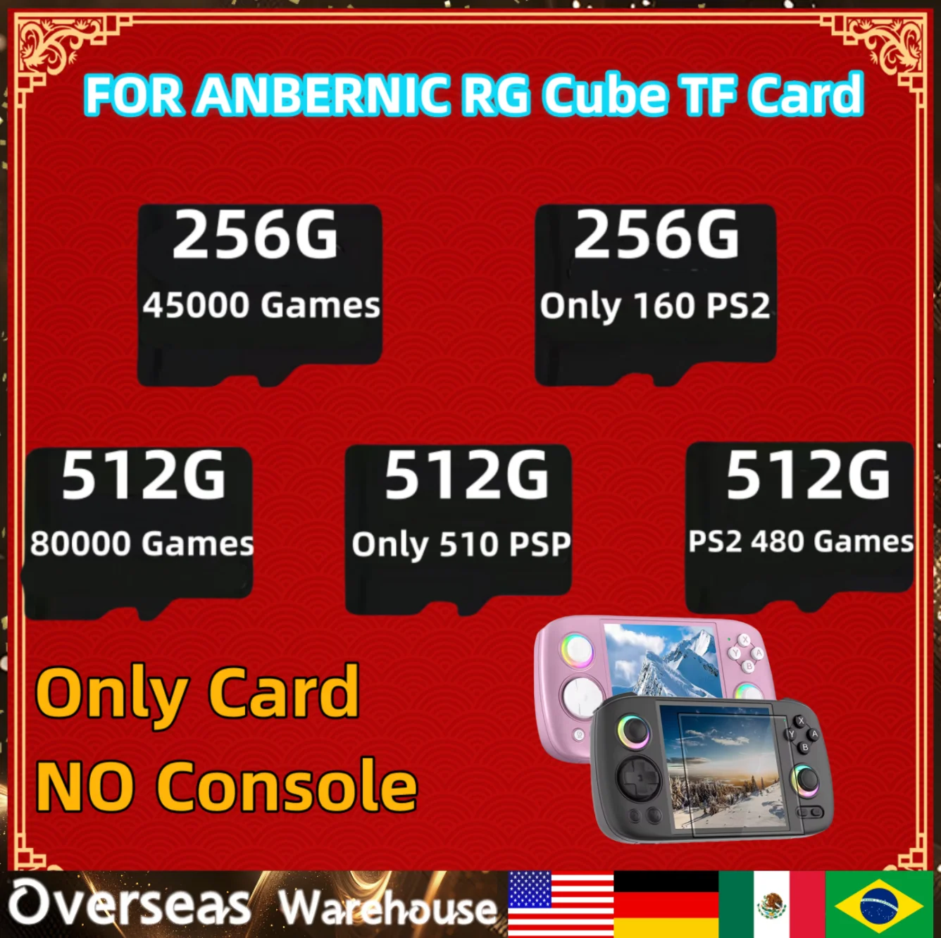 Tarjeta portátil para ANBERNIC RG Cube TF, tarjeta de memoria para juegos, consola de juegos portátil, juegos PS2, PSP, regalo 512G 80000