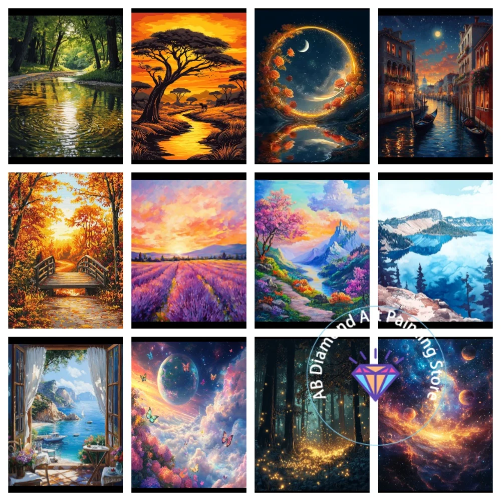 

Beautiful Scenery AB Diamond Painting Kit Square Round Diamond 5D DIY Cross Embroidery Handmade Art Exquisite Gift Home Decor
