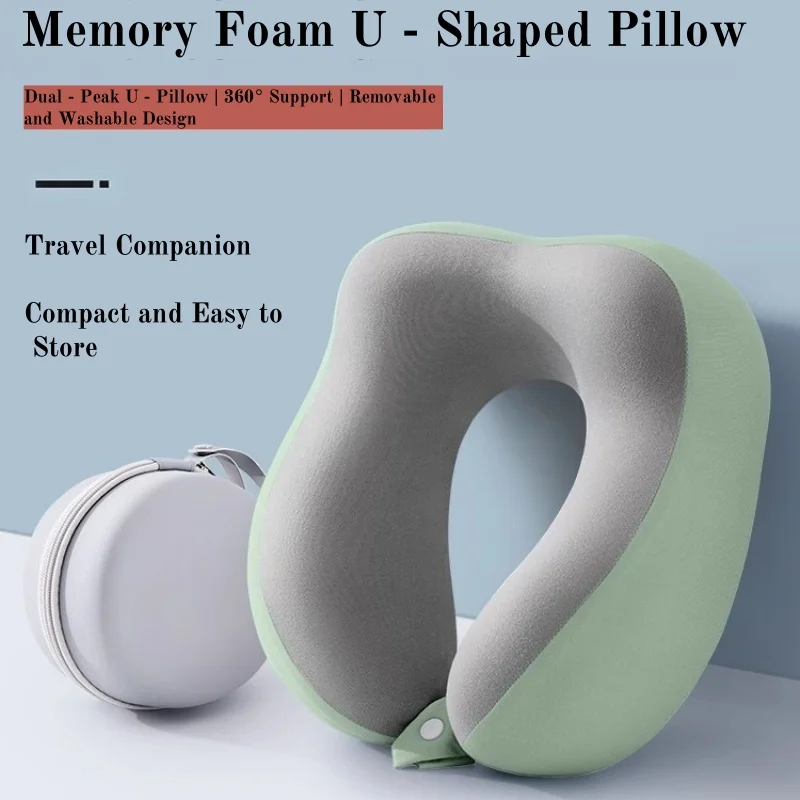 

Comfortable U - Shaped Neck Pillow with Pouch - For Travel, Naps, Office, Slow Rebound, Machine - Washable Cover