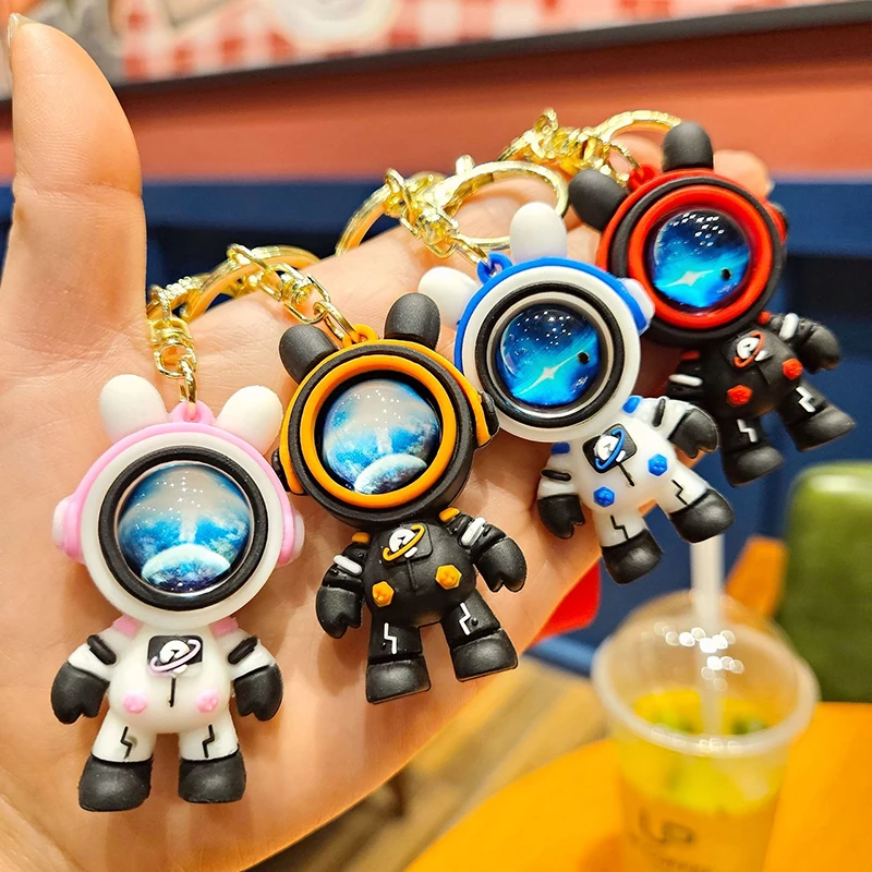 Porte-clés ours de dessin animé mignon, porte-clés de voiture, breloque de sac, accessoires pendentif, astronsomrains, lapin