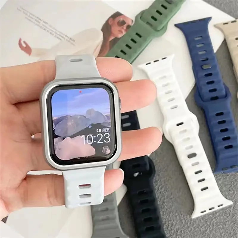 Fluorine Rubber Strap for Apple Watch Band Ultra 2 49mm 9 8 7 45mm 41mm Sport Wristband iWatch Series 6 5 4 3 SE 44mm 40mm 42mm