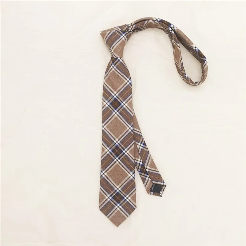 Japanese High School Student Uniform Ties 7CM Plaid Cotton Neckties for Man Women Daily Dinner Party Accessory Tie Birthday Gift
