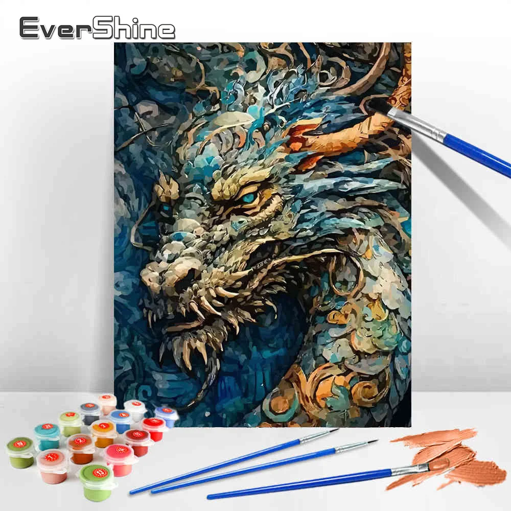 Evershine Adults Dragon Adult Number Painting Pictures By Numbers Animal Handpainted Coloring Draw Craft DIY Gift