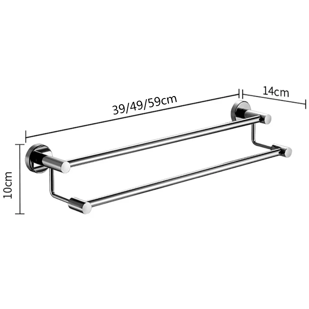 304 Stainless Steel Towel Bar Double Ladder Rod Mirror Chrome Rack Wall Mount Hanger Shower Rail Bathroom Holder Accessories