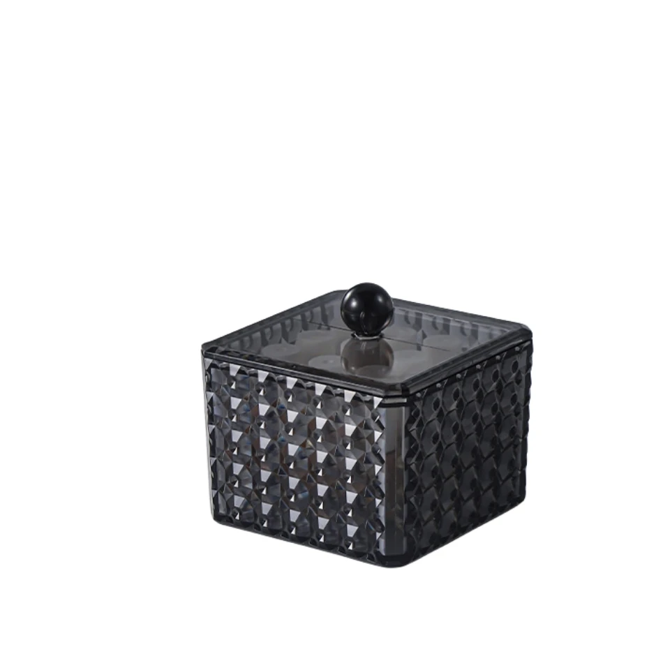 

Transparent Black Acrylic Diamond-Pattern Storage Box with Lid organization Coffee Capsules Clear Visibility Boxs