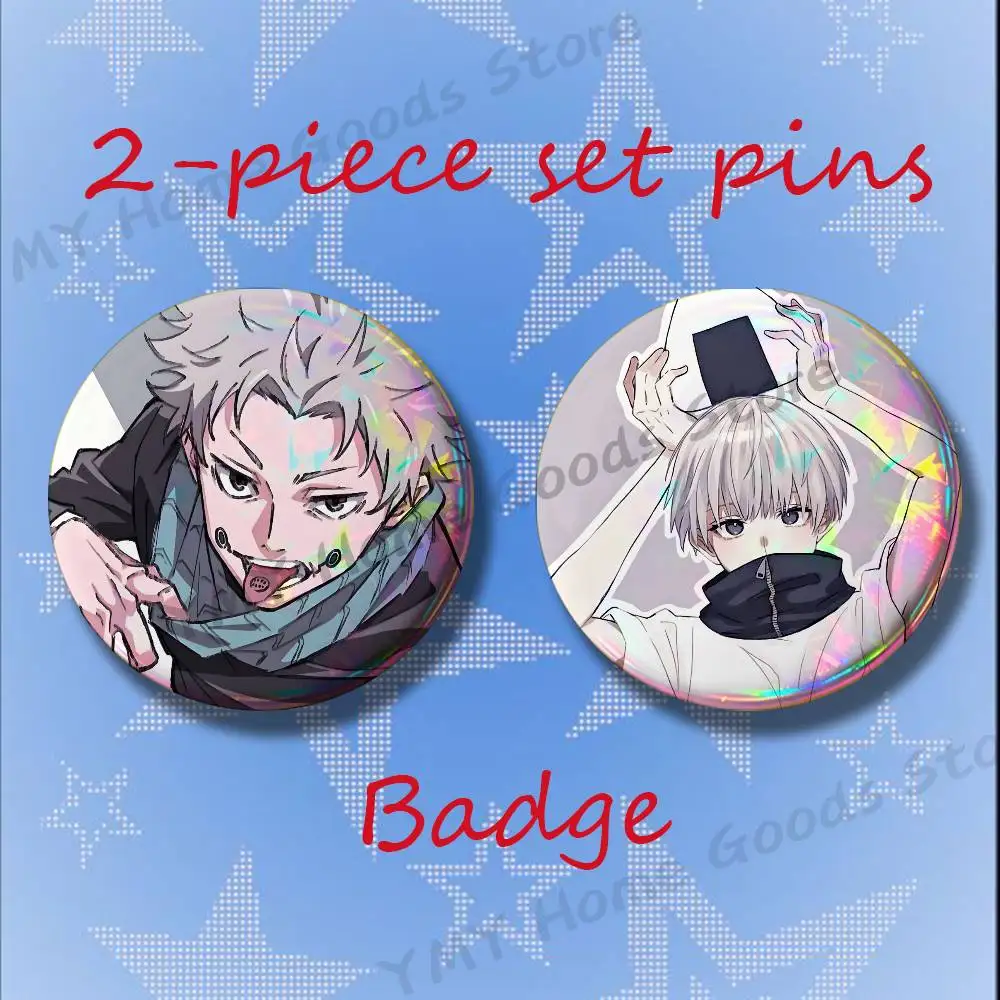 Anime Tsuna Mayo Inumaki T-Toge Brooches for Backpack Accessories 25 32 44 58 75mm Round 2-piece set Free Mix