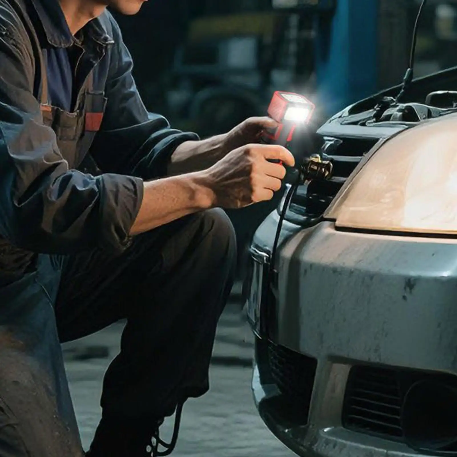 

Автомобильный рабочий фонарь, вращение на 180 градусов, автоматический рабочий фонарь, цифровой дисплей, двойные крючки, зарядка типа C, магнитная лампа для гаража