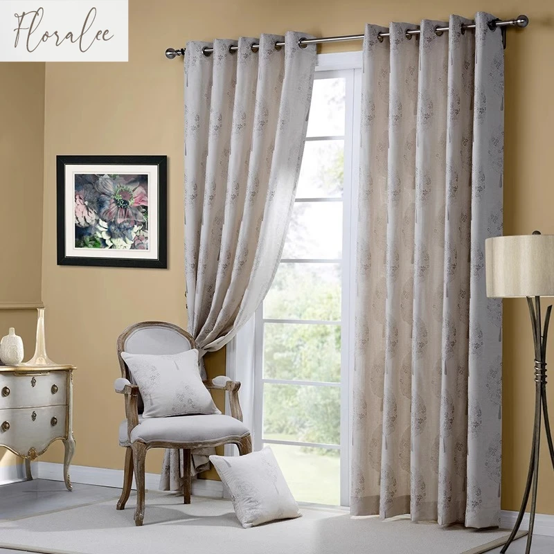 Linen Cotton Jacquard Color Weaving Curtains for Living Room Bedroom Dining Room Ultra High Window Curtains Screen Custom