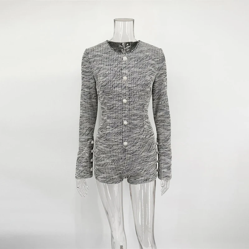 Tornova Elegante Slanke Speelpakjes Met Lange Mouwen Dames Contrasterende Knop Top Hoge Taille Woon-werkverkeer Feest Jumpsuits Dame 2025, Herfst Nieuw