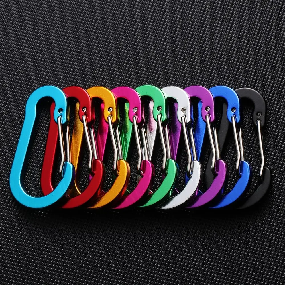 5Pcs Aluminum Alloy Carabiner Outdoor Backpack Tools Camping Climbing Buckle Fishing Hook Keychain Lock Buckle Snap Clip