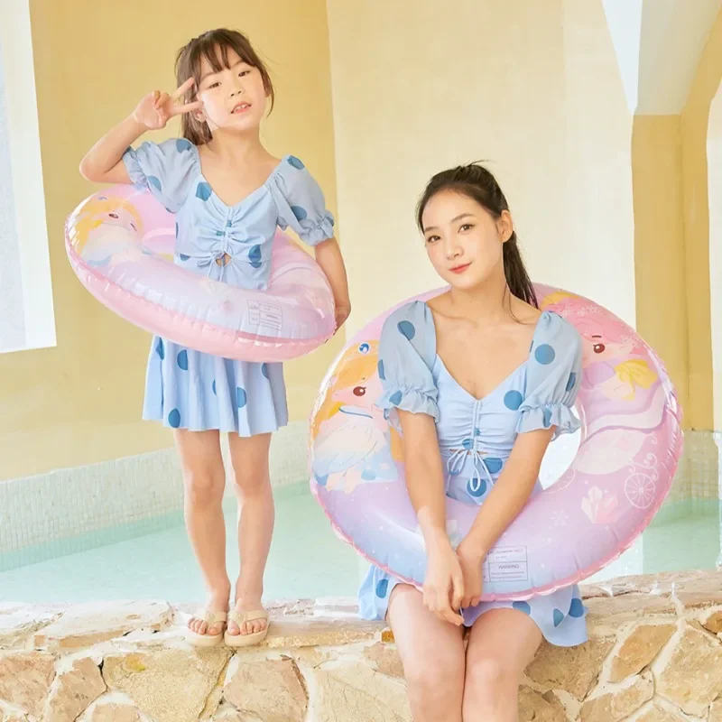 Children Inflatable Toys Hoop Swimming Ring Cartoon Print Pool Party Floating Circle Summer Outdoor Swim Sports Inflatable Props
