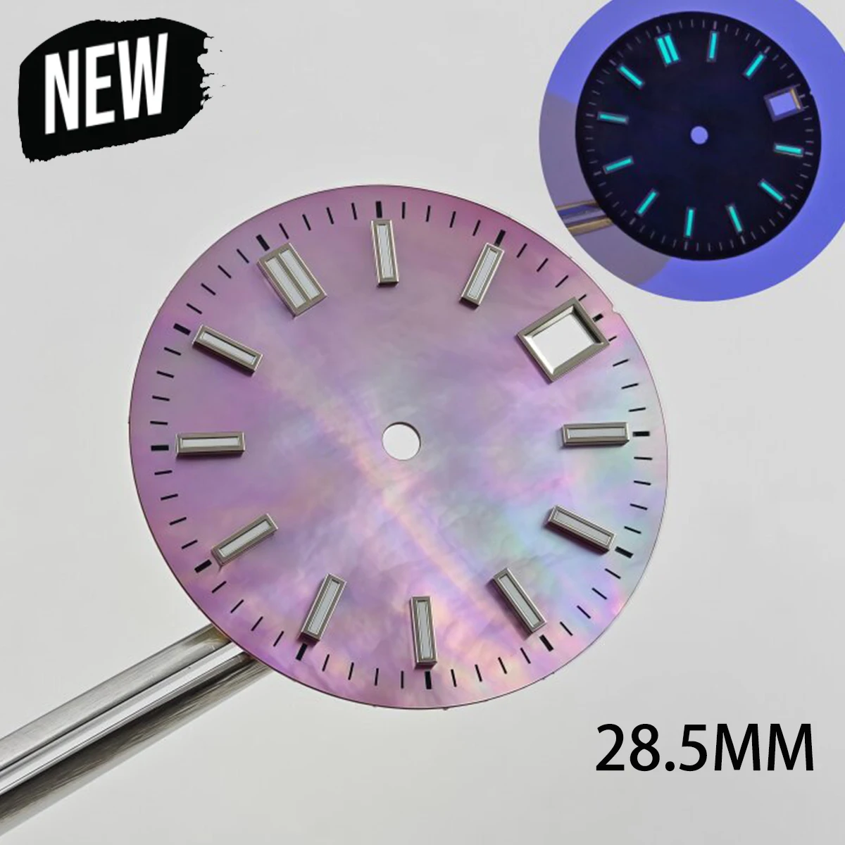 28,5 mm blaues Lume NH35 Zifferblatt, rotes steriles NH35 Zifferblatt, NH35 Zifferblatt mit Datum, rotes Zifferblattteil, NH35 Uhrenzifferblatt-Zubehör