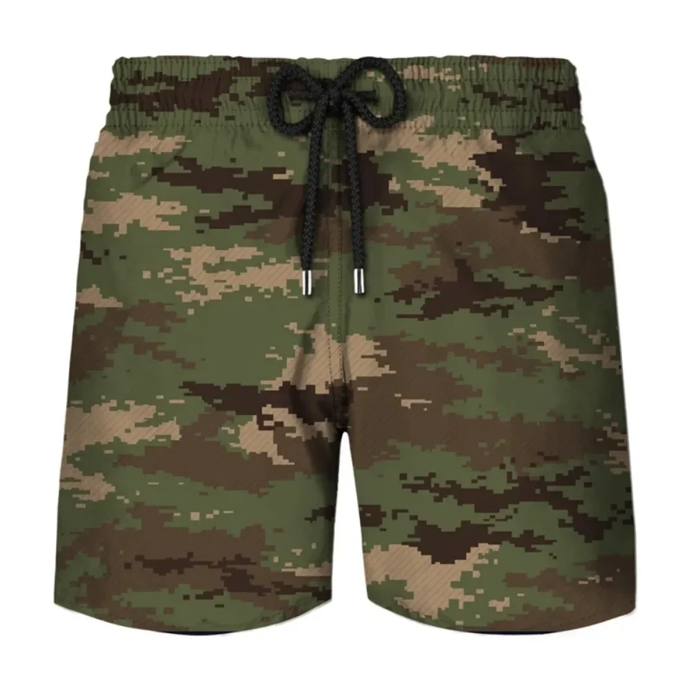 Men's Quick-dry Breath Print Shorts - 3D Camouflage / Leopard  Pattern, Loose Summer Outdoor Casual Sports Vacation Beach Shorts