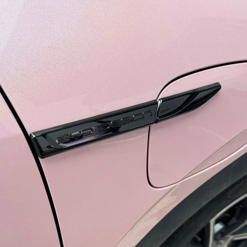 For Byd Atto 3 Yuan Plus 2022 2023 2024 Door Side Label Chrome Plated Strip Black Styling Sticker Auto Parts Fender Cover 3pcs