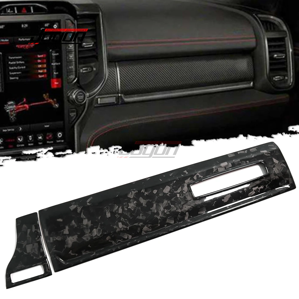 Forged Carbon Fiber Car Interior Console Dashboard Passenger Co-pilot Panel Cover Trim For Dodge RAM 1500 TRX Off-Road 2019-2023