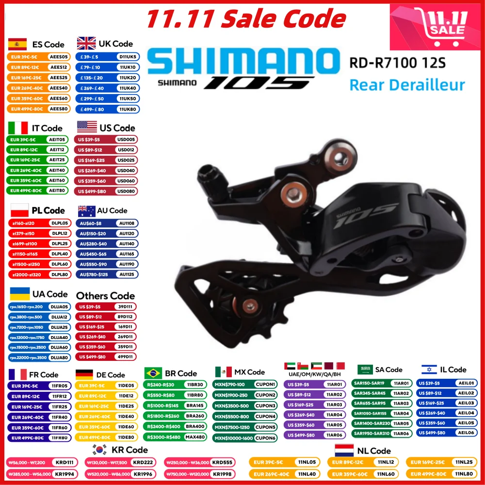 SHIMANO 105 RD-R7100 12S Rear Derailleur MECHANICAL R7100 For Road Bike Bicycle SHADOW RD Derailleurs HG 12 Speed Riding Parts