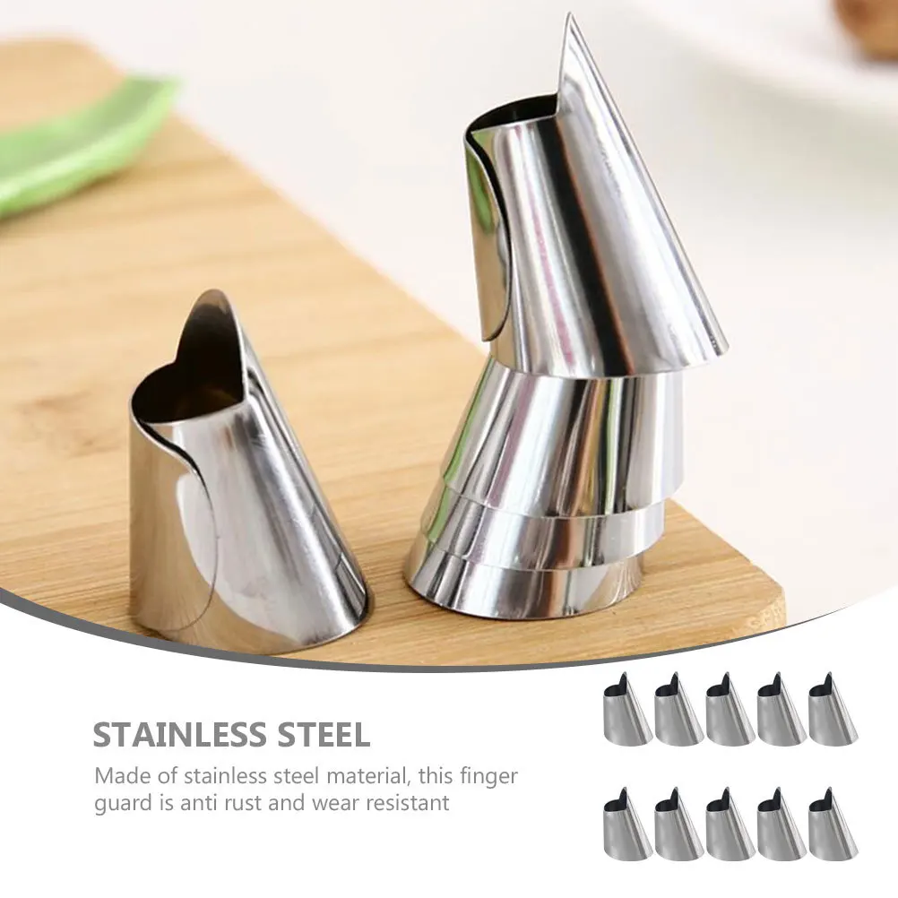 

10pcs Stainless Steel Finger Guards For Slicing Dicing Vegetables Fruit Cutting Protector Kitchen Tool Chopping Shield Reusable