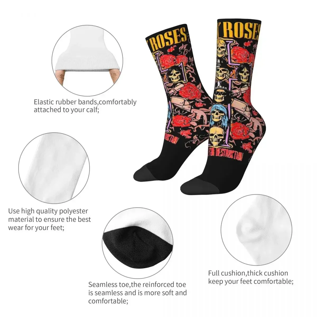 Autumn Winter Funny Women Men Guns N Roses Socks Breathable Soccer Socks