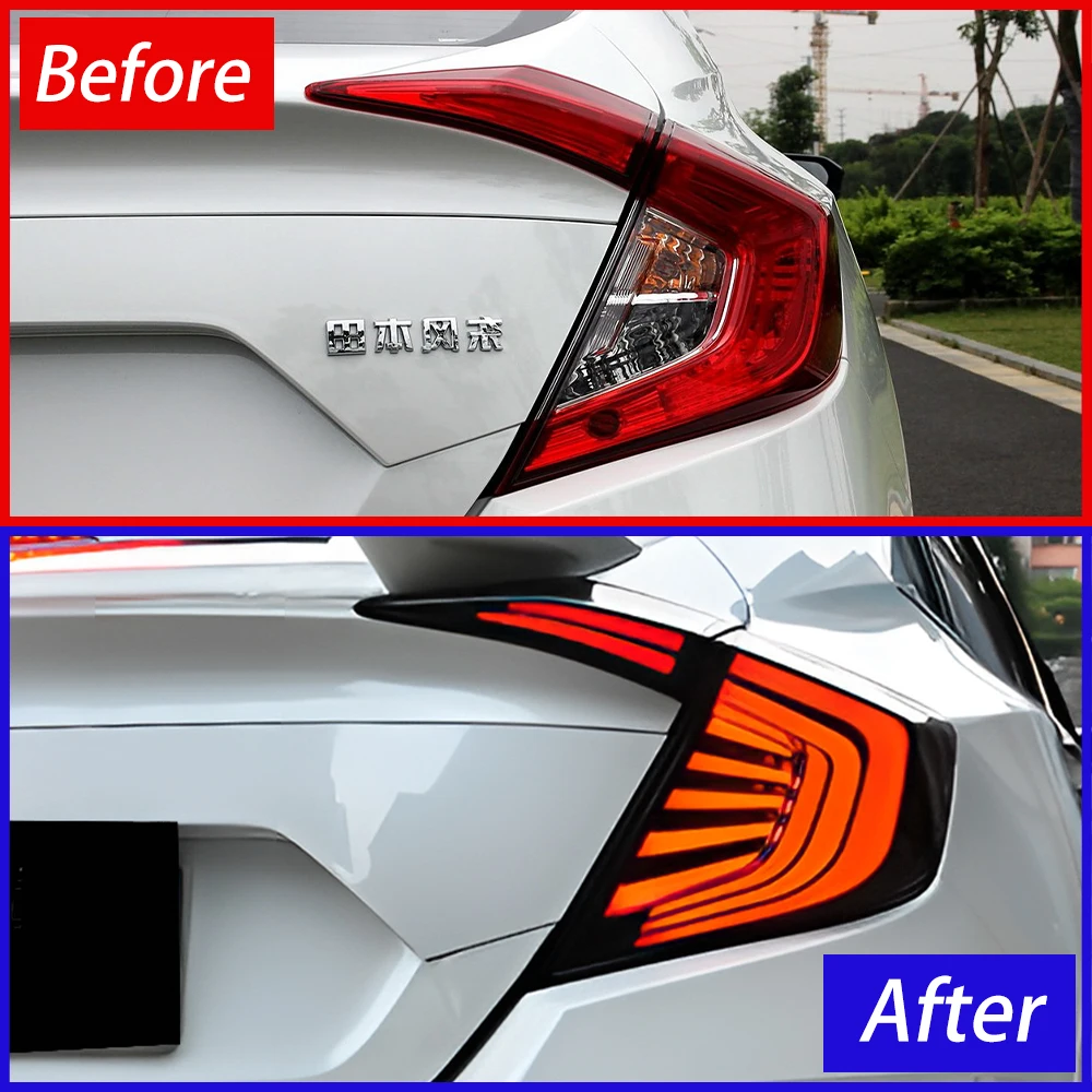 For Honda Civic X 10th FC FK7 FK8 2016-2021 LED Car Taillights Assembly Upgrade High Quality Flashing Taillight Tool Accessories