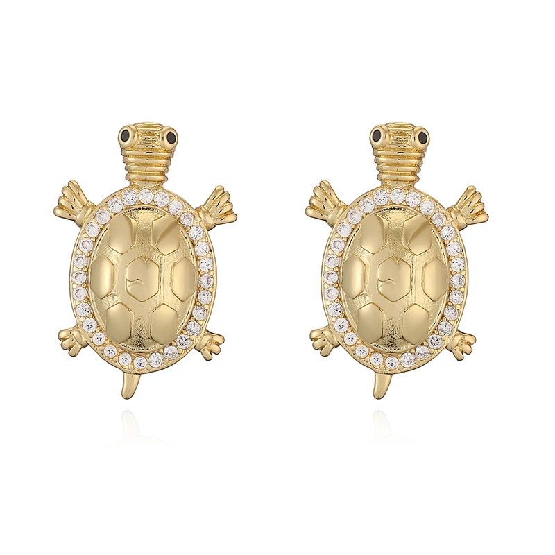 GANPUP Exquisite glänzende Zirkonia-Schildkröten-Ohrstecker für Frauen, neue modische trendige Ohrschmuck-Geschenke für Partys. – Detail 6