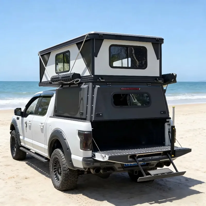 Hard Shell Pop Up Truck Camper Tent for Pickup Bed Camping, Customizable Off Road Camper with Sleeping Bed solar ready truck