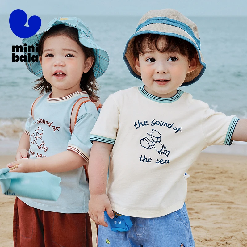 

Mini Bala Baby Boys Short Sleeve T-Shirt 2025 New Summer Cool Cotton Comfortable Top