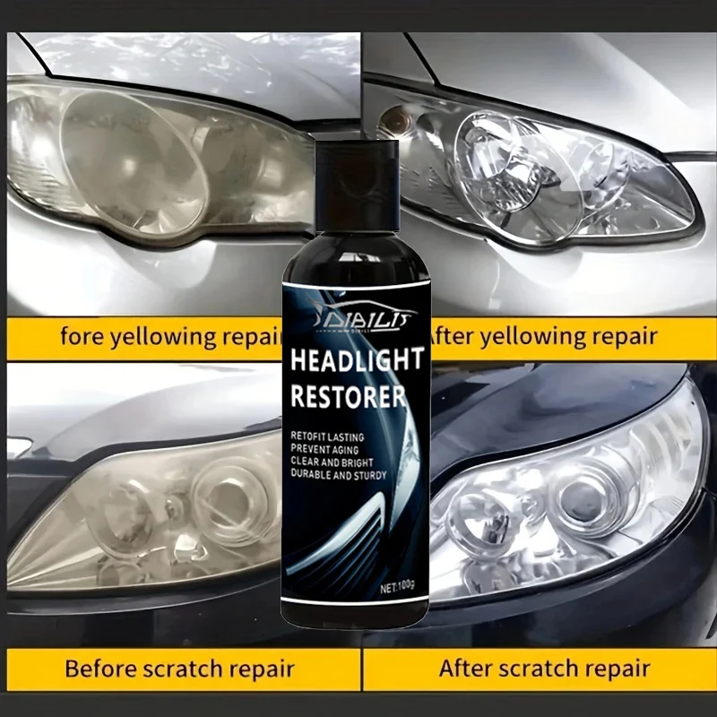 معجون تلميع احترافي لترميم المصابيح الأمامية للسيارة، يزيل ضباب الأكسدة ويعزز السطوع