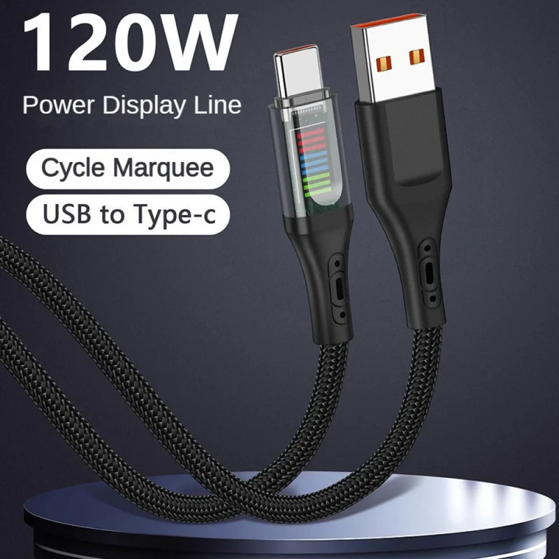 120W Fast Charging Charging Cord Display Usb To Type-C 480Mpbs Data Transmission Phone Cables for Samsung Galaxy S24/23/22