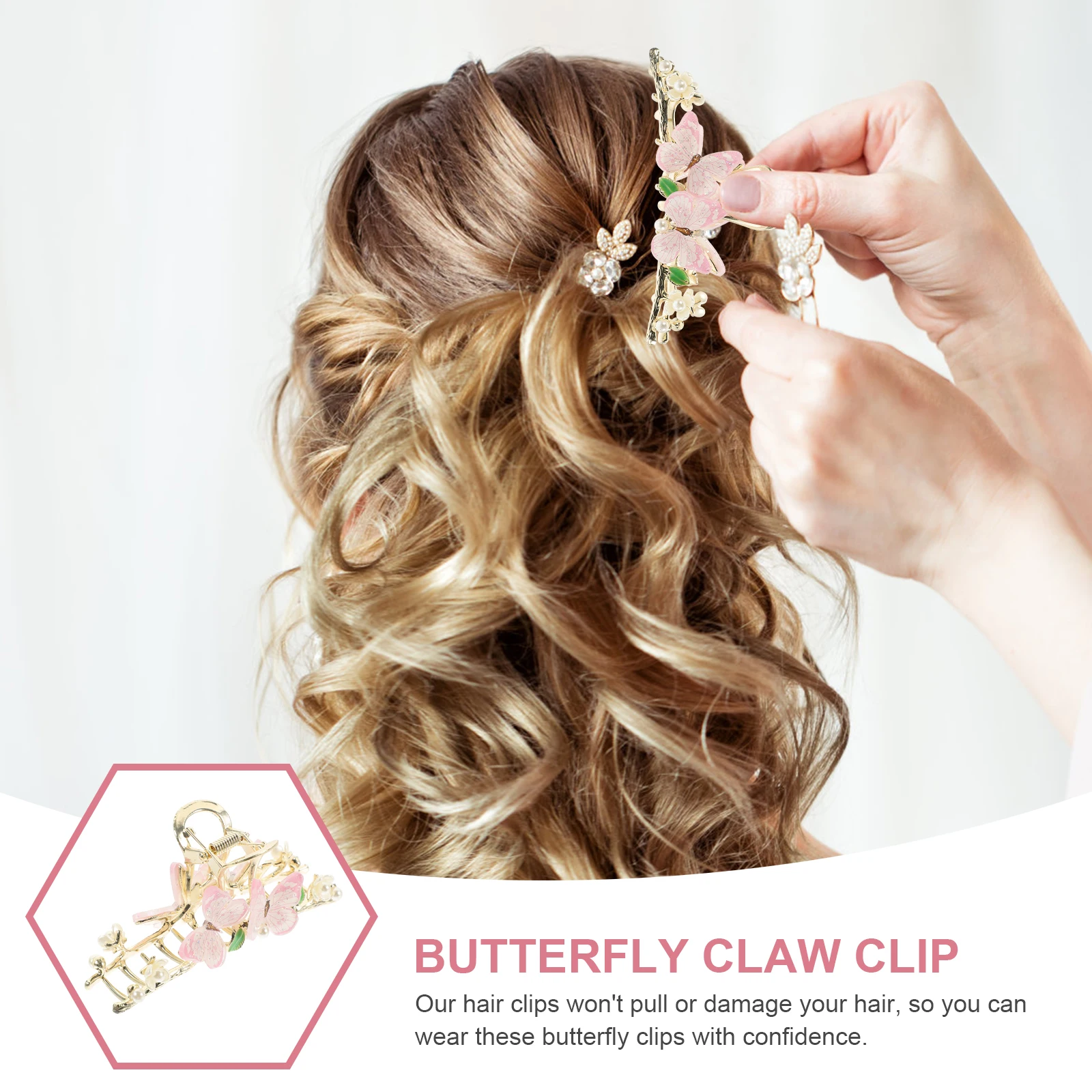 

Pearl Hair Card Claw Clips for Women Jaw Metal Non-slip Butterfly Miss Decoration