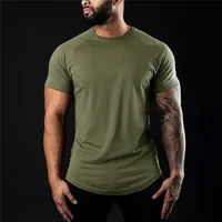 Hommes coton t-shirt de sport à manches courtes t-shirts mâle col rond décontracté hauts coupe ajustée t-shirt respirant solide t-shirt homme vêtements 4