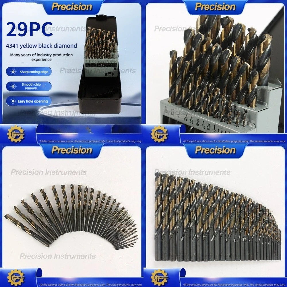 

2026 29pcs Twist Drill Bit Set for Electric Drill HSS Steel Hole Making and Expansion Tool Kit with Durable Black Yellow