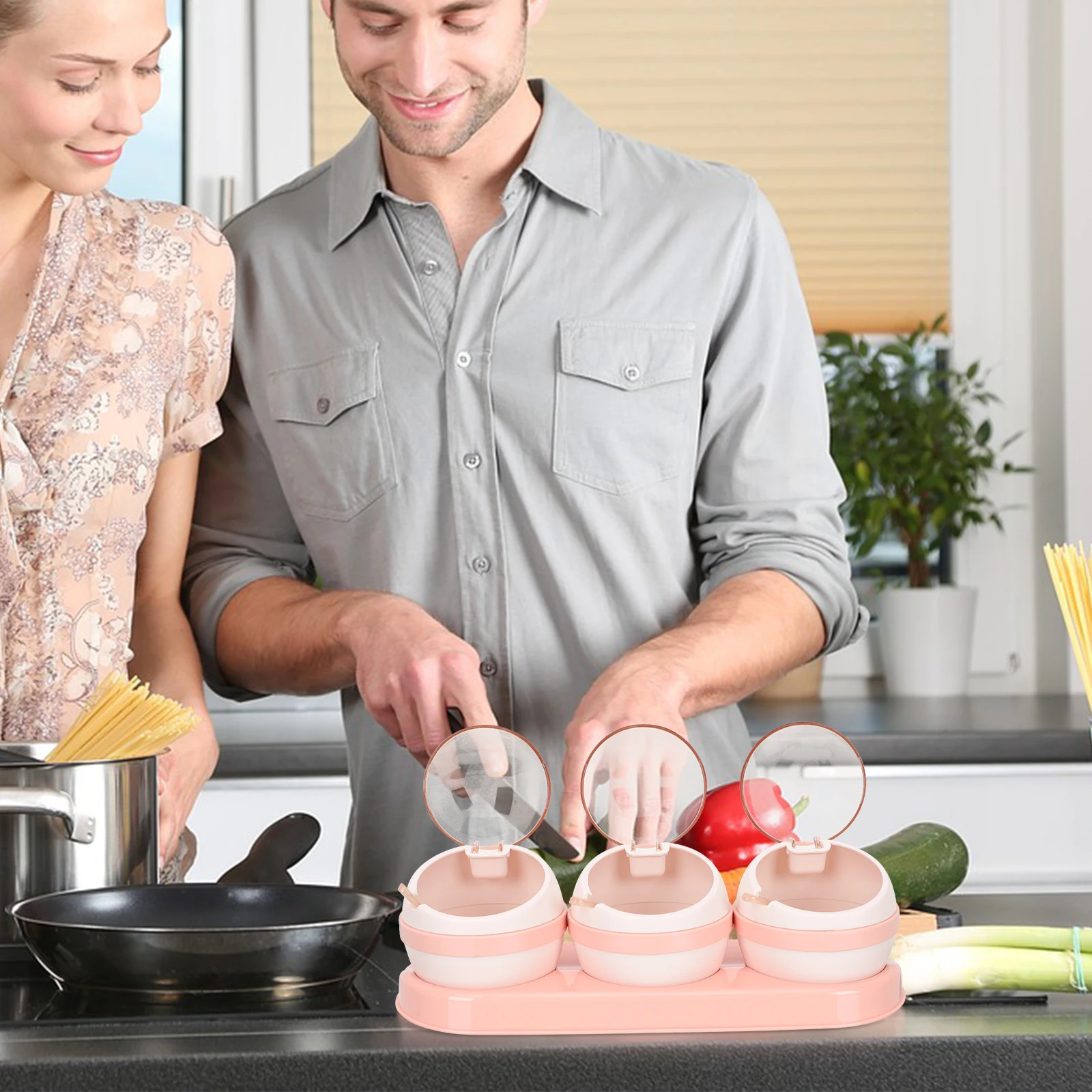 

Plastic Spice Condiment Storage Container Seasoning Holder Clear Lid Seasoning Jar Home Kitchen Salt Pepper Sugar