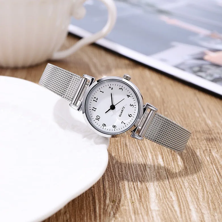 Watch for Women Small Wrist Round Face Casual Quartz Wristwatches Bracelet Watches Metal Mesh Stainless Steel Dress Watch Clock