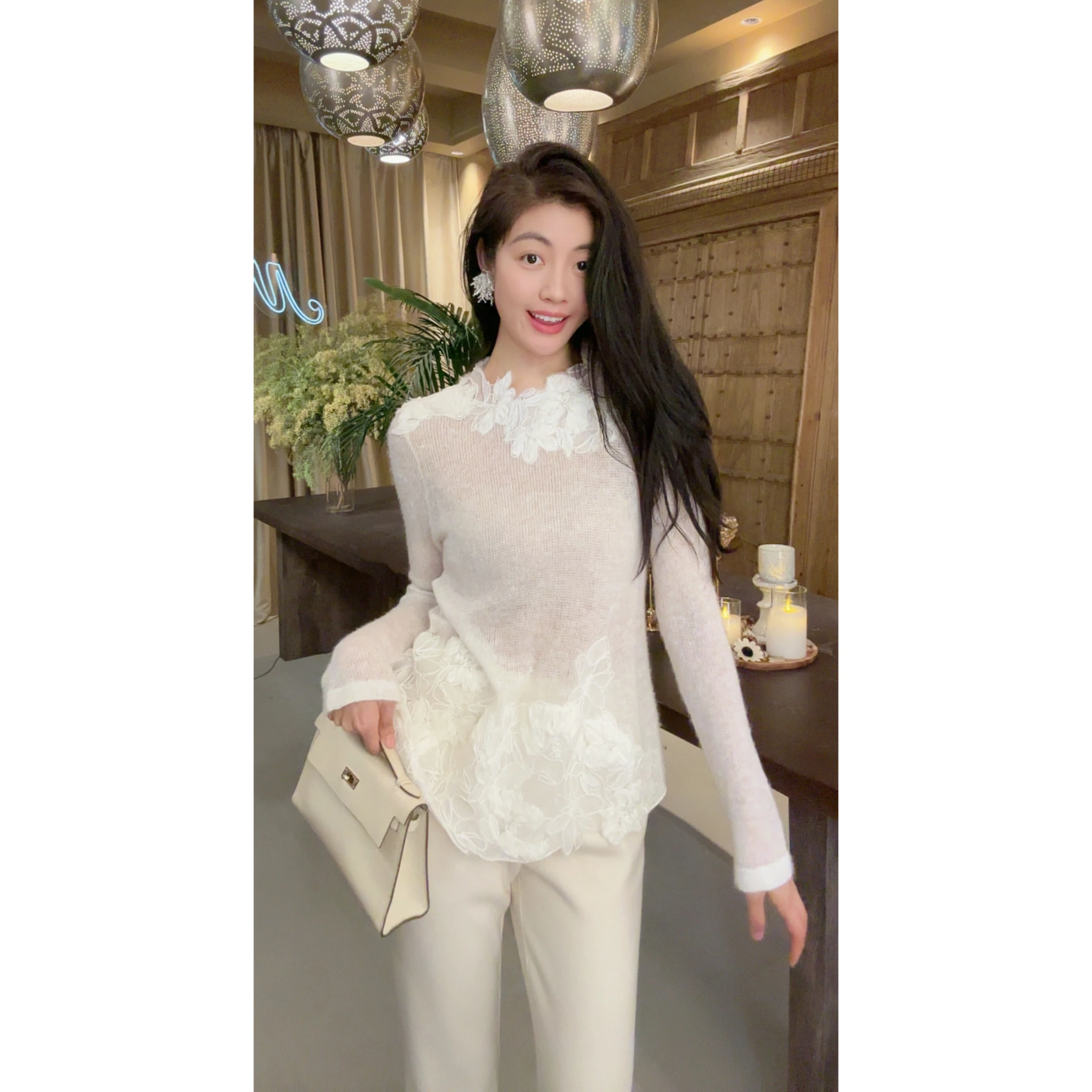 

NCOU Nie Kou Зимний свитер с новым дизайном, вышивкой и нашивками, из мягкой уютной шерсти, вязаный, женский, модный