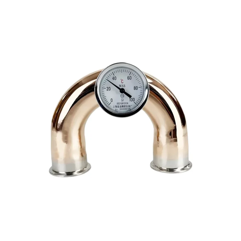 2'(51mm) Flang64mm Sanitary Copper Elbow With 1/4' Female Thread,180 Degree Copper U Type Bend Pipe For Honmebrew Distillation