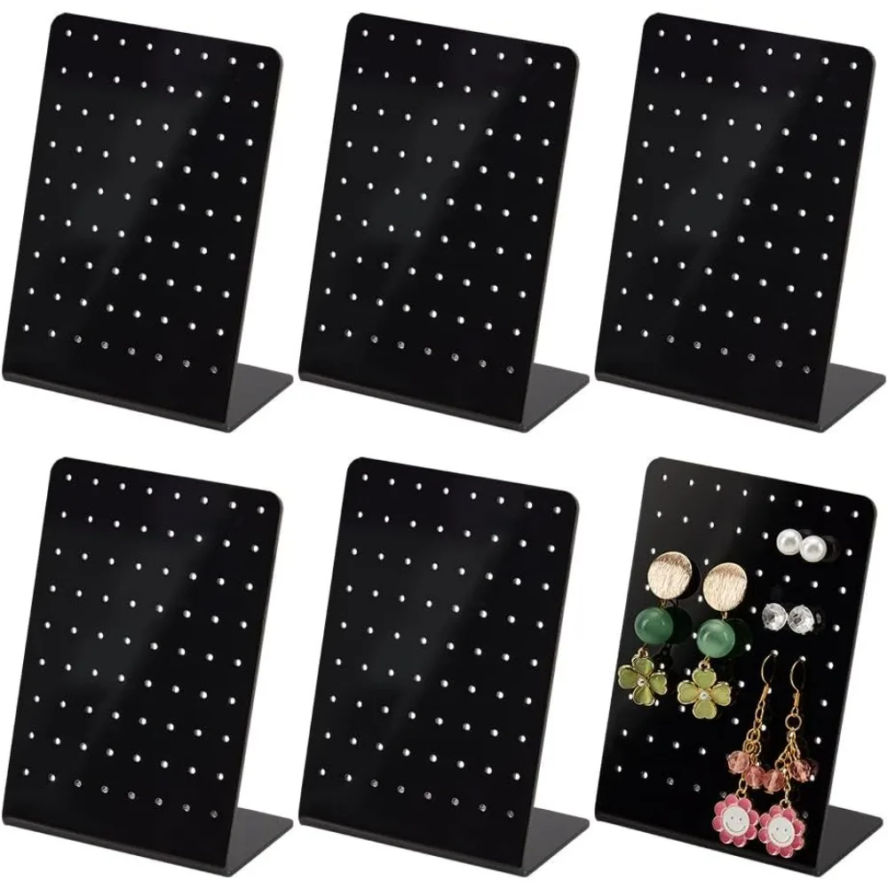 6 Pack 72 Holes Acrylic Earring Holders L-Shaped Earrings Ear Studs Display Stands Jewelry Showcase Earring Stand Organizer